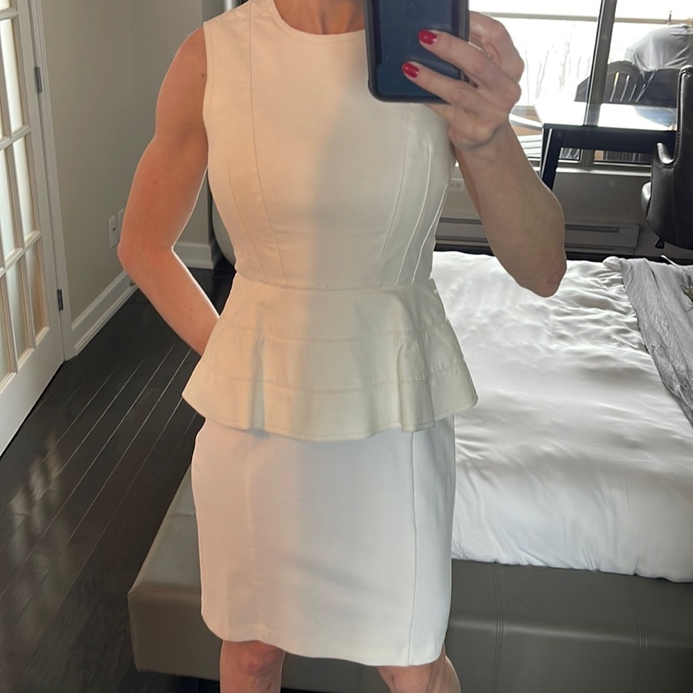 Catherine malandrino White dress with Leather size 2, fits 2-4
